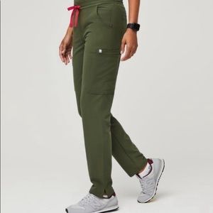 FIGS Yola Skinny Scrub pants in dark olive green - PETITE LARGE